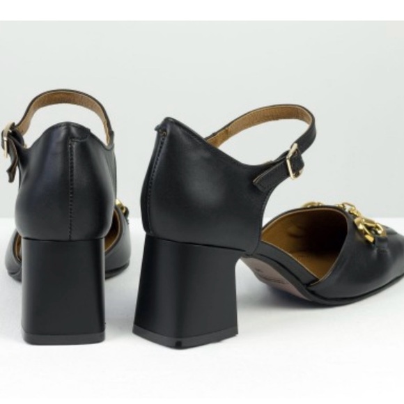 Leather black shoes on low heel, height quality, handmade by Ukranian designers - Picture 11 of 14